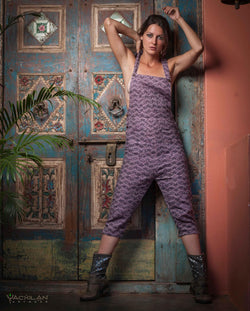 Overall Woman / Linen Printed - Pink XOXOLATL - Yacxilan Artwear